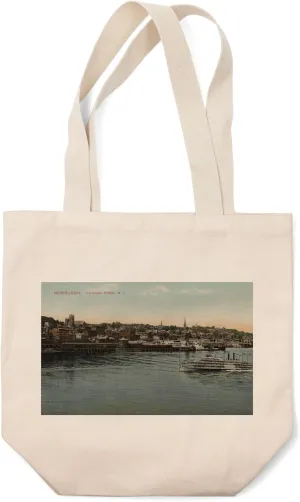 Lantern Press Newburgh, NY, Waterfront View of Hudson River (100% Cotton Canvas Reusable Tote Bag)