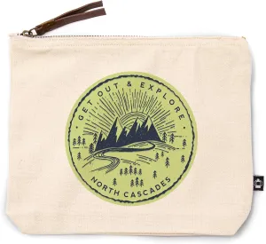 Lantern Press North Cascades, Get Out and Explore, 100% Cotton Zipper Pouch, Travel Accessory, Go Bag