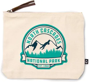 Lantern Press North Cascades National Park, Washington, Mountain, Vector, 100% Cotton Zipper Pouch, Travel Accessory, Go Bag