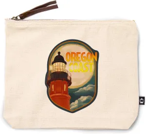 Lantern Press Oregon Coast Oregon Lighthouse and Moon, 100% Cotton Zipper Pouch, Travel Accessory, Go Bag