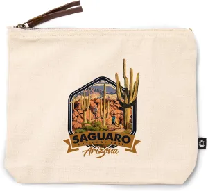 Lantern Press Saguaro National Park, Arizona, Hikers and Saguaro, 100% Cotton Zipper Pouch, Travel Accessory, Go Bag
