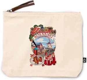 Lantern Press Solvang, California, Montage, 100% Cotton Zipper Pouch, Travel Accessory, Go Bag