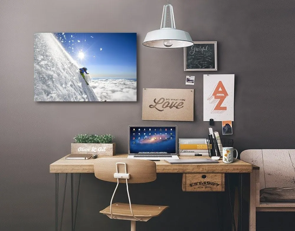 Lantern Press Steep Volcano Skiing, (24x36 Wrapped Canvas, Wall Decor, Artwork)