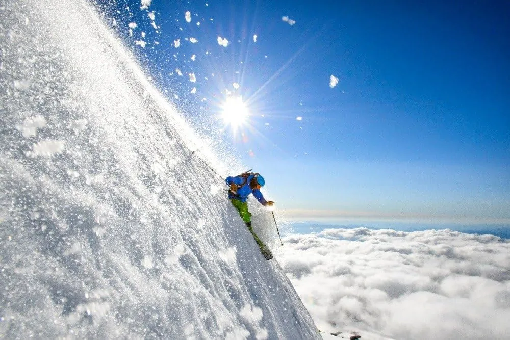Lantern Press Steep Volcano Skiing, (24x36 Wrapped Canvas, Wall Decor, Artwork)