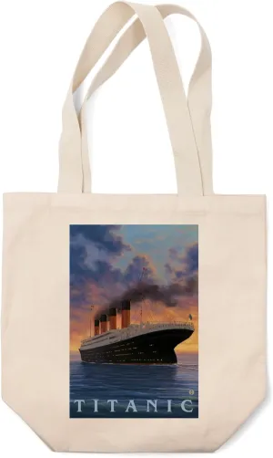 Lantern Press Titanic, White Star Line (100% Cotton Canvas Reusable Tote Bag)