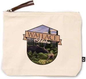 Lantern Press Wallace, Idaho, Moose and Calf, 100% Cotton Zipper Pouch, Travel Accessory, Go Bag