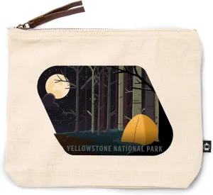 Lantern Press Yellowstone National Park, Wyoming, Camping by Cliffside, Pop Sky, 100% Cotton Zipper Pouch, Travel Accessory, Go Bag