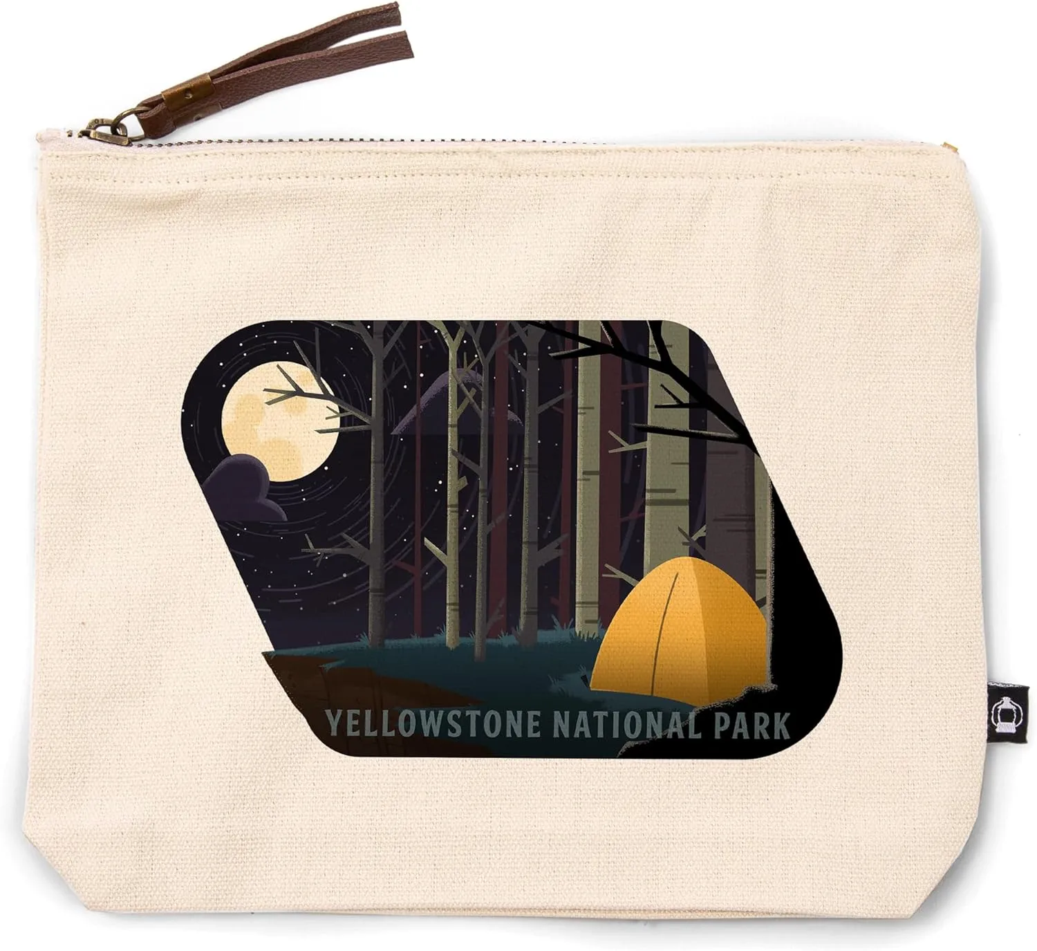 Lantern Press Yellowstone National Park, Wyoming, Camping by Cliffside, Pop Sky, 100% Cotton Zipper Pouch, Travel Accessory, Go Bag
