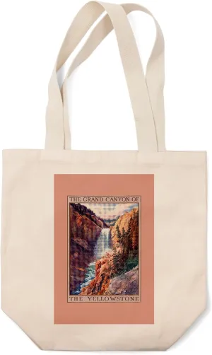 Lantern Press Yellowstone National Park, Wyoming, The Grand Canyon of Yellowstone, (100% Cotton Canvas Reusable Tote Bag)