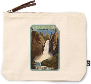 Lantern Press Yellowstone National Park, Wyoming, Tower Fall, 100% Cotton Zipper Pouch, Travel Accessory, Go Bag