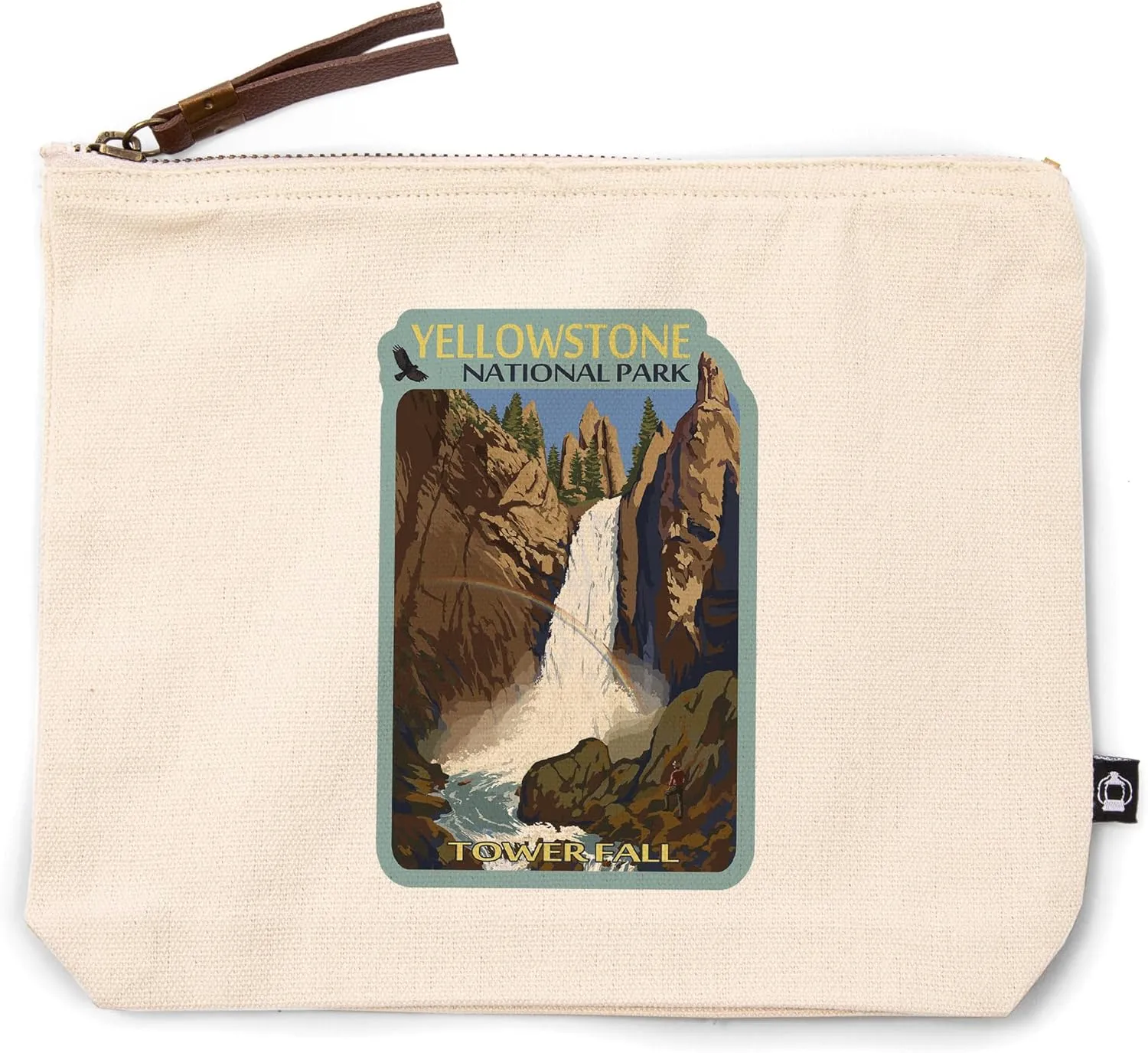 Lantern Press Yellowstone National Park, Wyoming, Tower Fall, 100% Cotton Zipper Pouch, Travel Accessory, Go Bag