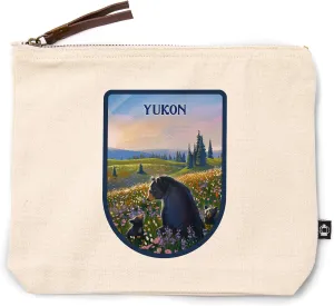 Lantern Press Yukon, Lithograph, Bear Family in Field, 100% Cotton Zipper Pouch, Travel Accessory, Go Bag