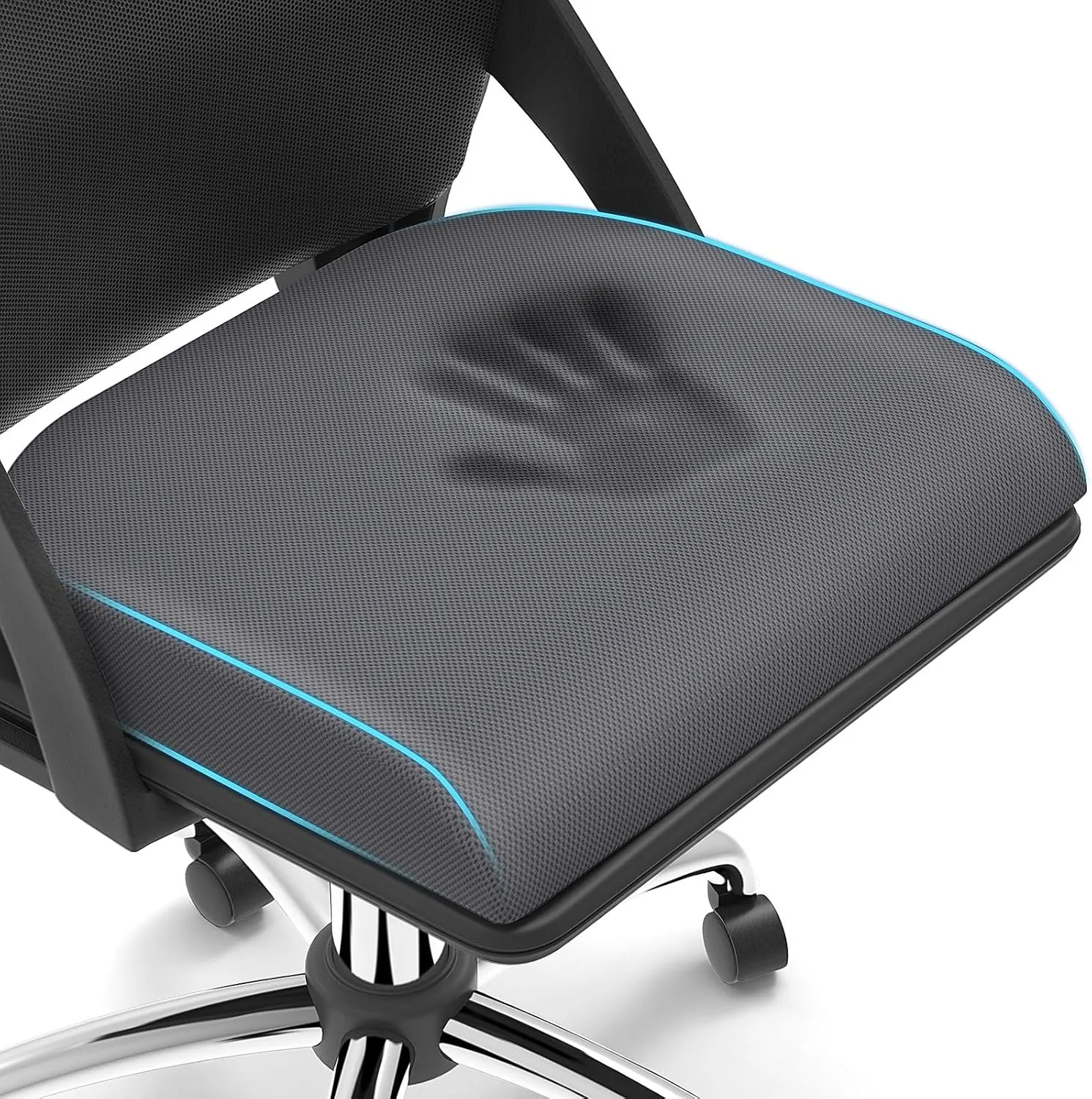 Large Seat Cushion, Soft Foam Cushion for Long Sitting Hours on Office Chair, Home & Car, Non-Slip Chair Pad for Relieving Back & Sciatica & Hip & Coccyx Pain (Grey)