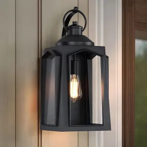 Large Size Outdoor Sconce Light, 19.24 Inch Black Wall Lantern for Front Porch Sconce for House Exterior Lantern Large Black Outdoor Wall Light for Garage Patio