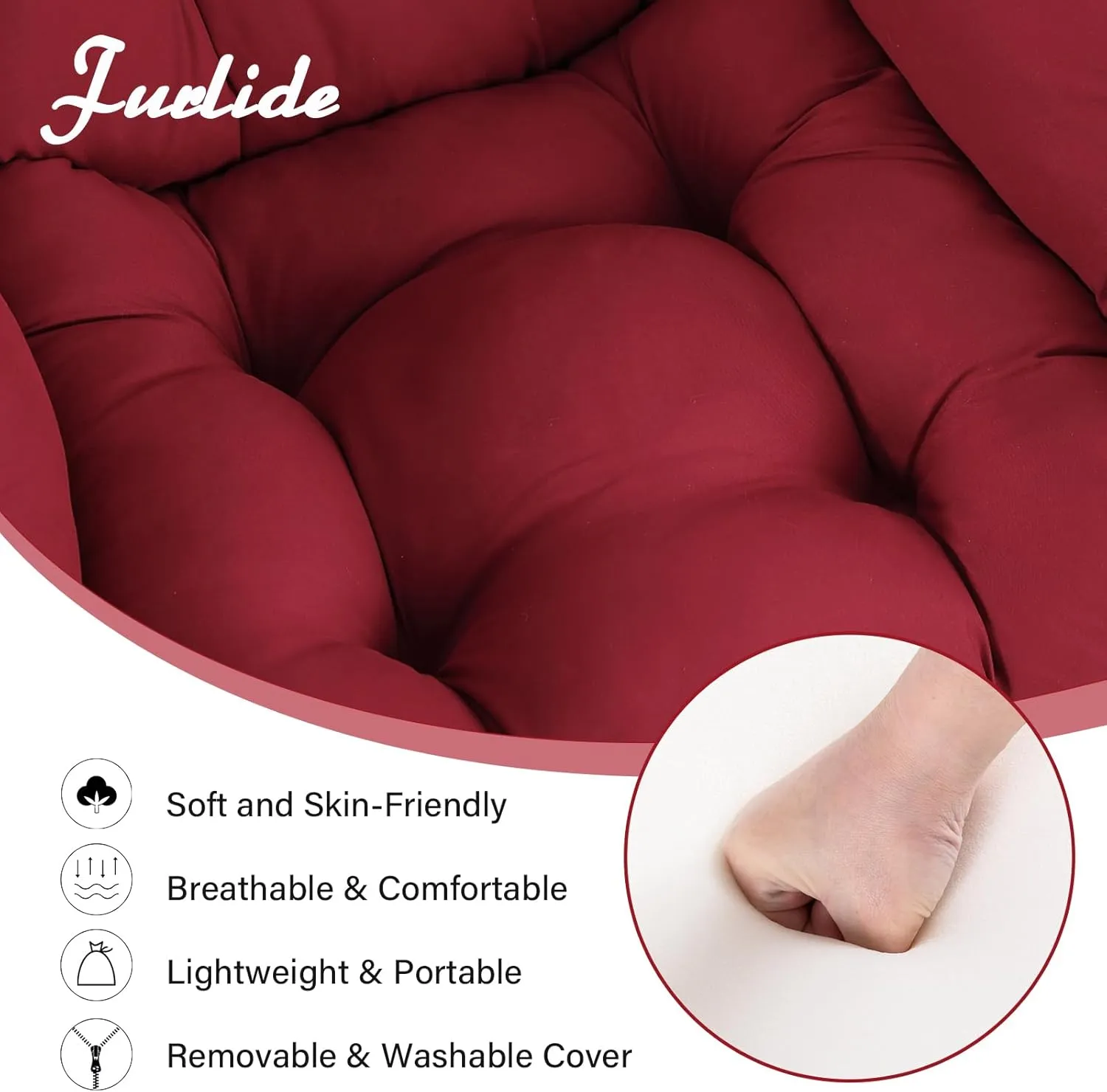 Lazy Chair with Ottoman, Comfy Fabric Accent Lounge Armchair with Lumbar Pillow and Folding Footrest, Reading Leisure Sofa Chair for Bedroom, Living Room, Dorm,Burgundy