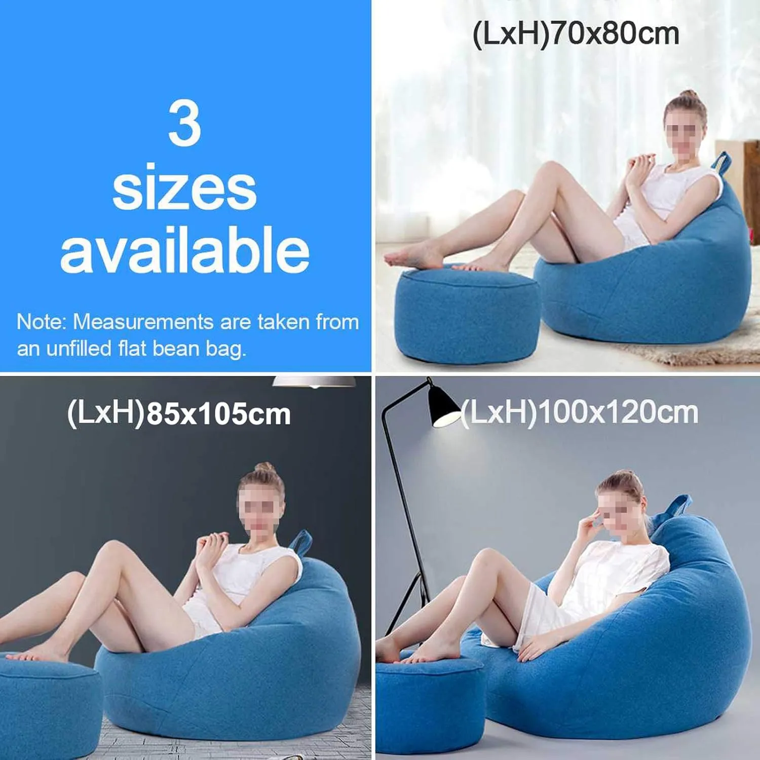 Lazy Sofa Cover Without Filler for Adults and Children Armchair Cover Complies with Ergonomic Design with Hidden Zip Design 3 Sizes,Yellow,S