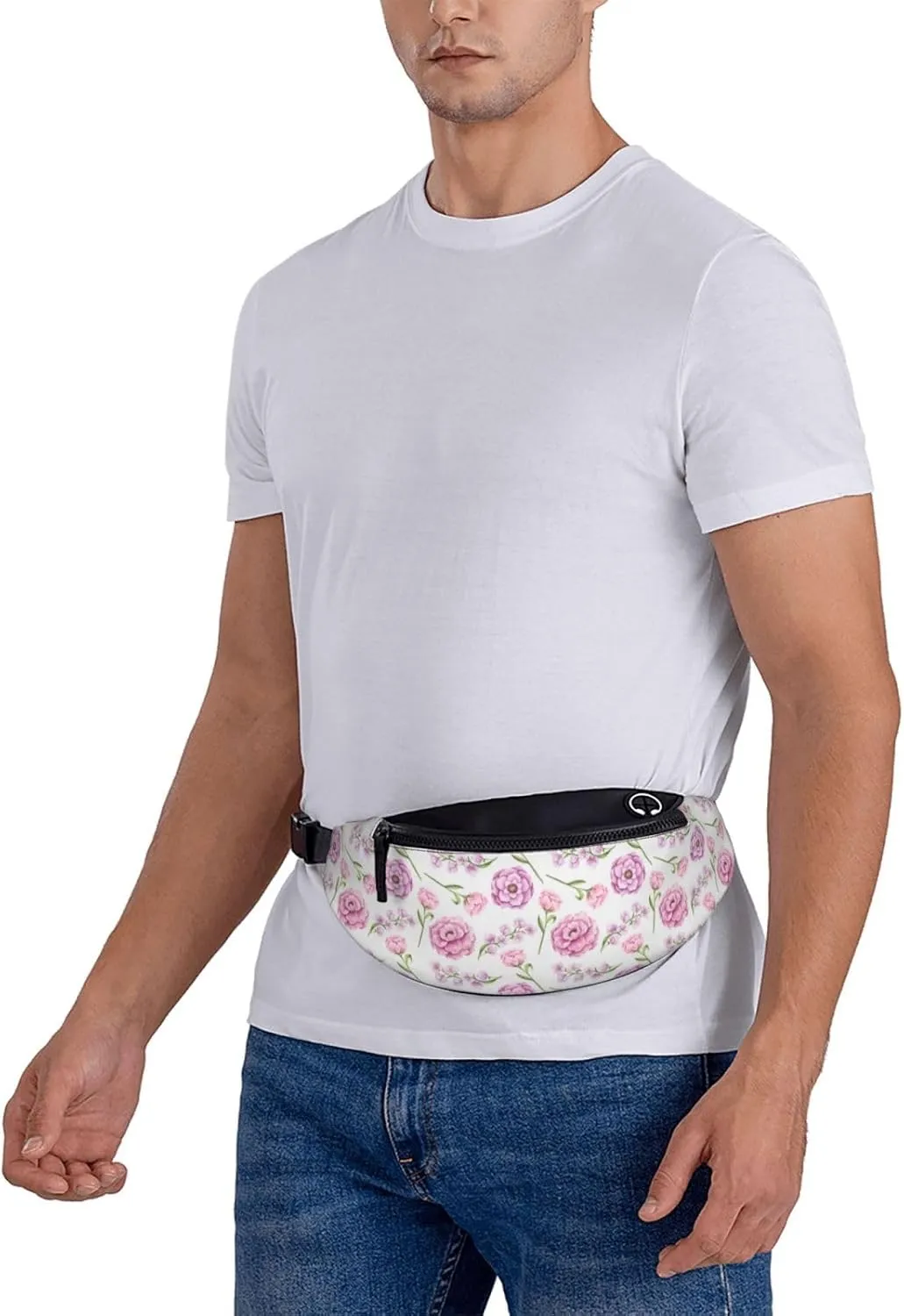 Leisure Sports Crossbody Bag Running Casual Hands-Free Wallets Waist Pack for Man Woman Father's Day for Dad Blooming Flowers
