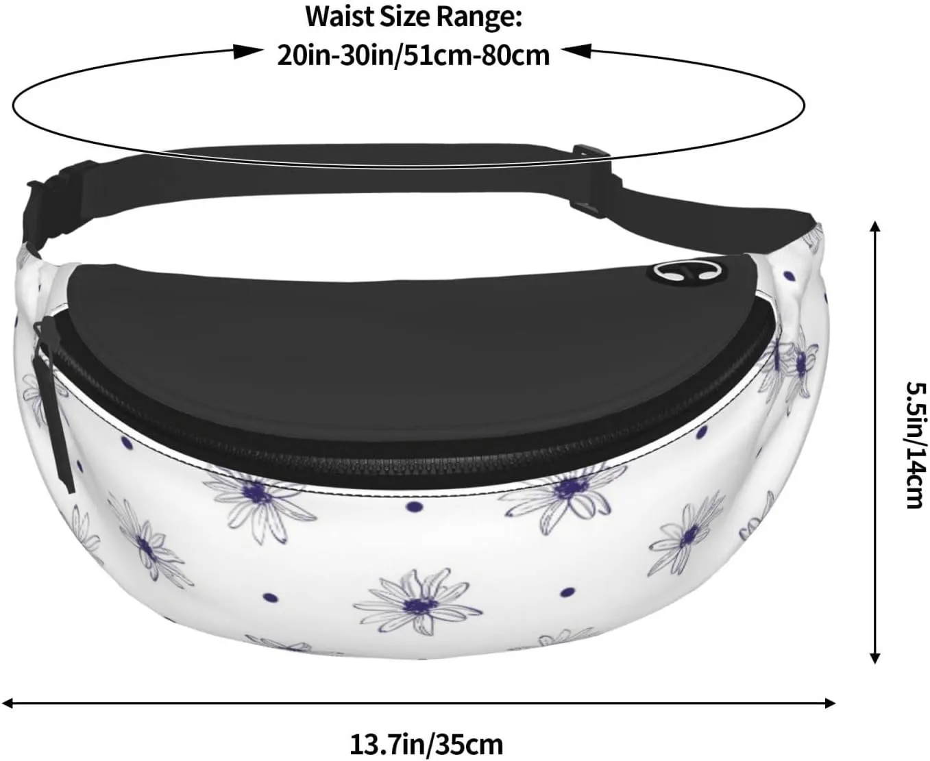 Leisure Sports Crossbody Bag Running Casual Hands-Free Wallets Waist Pack for Man Woman Father's Day for Dad Blue Daisy