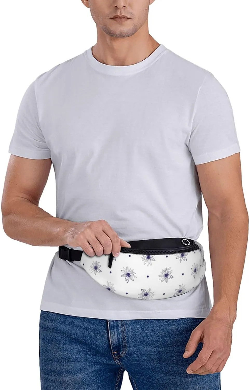 Leisure Sports Crossbody Bag Running Casual Hands-Free Wallets Waist Pack for Man Woman Father's Day for Dad Blue Daisy