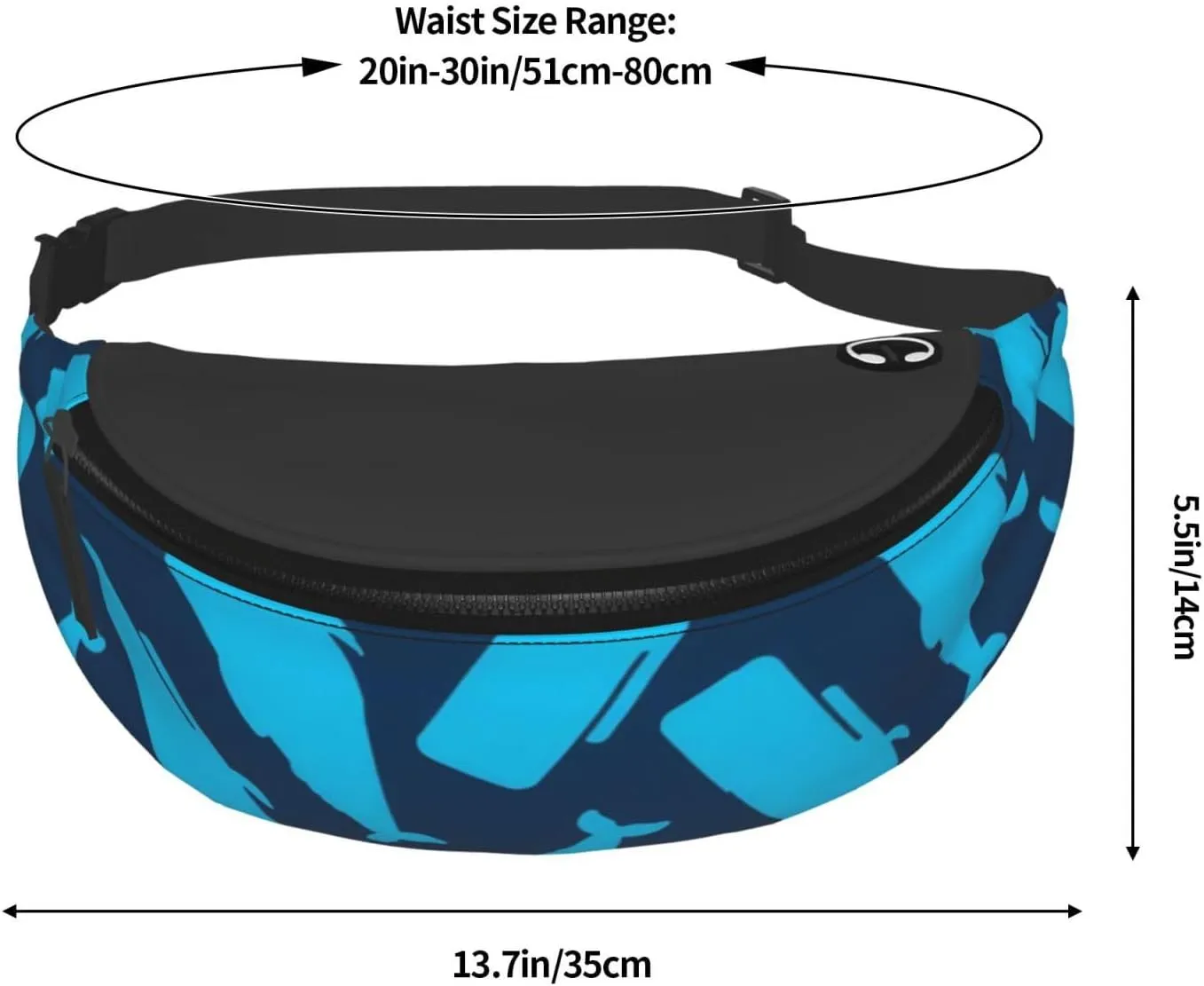 Leisure Sports Crossbody Bag Running Casual Hands-Free Wallets Waist Pack for Man Woman Father's Day for Dad Blue Fish