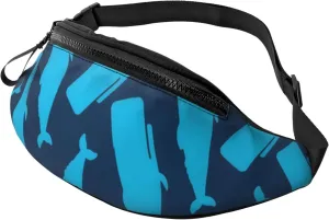 Leisure Sports Crossbody Bag Running Casual Hands-Free Wallets Waist Pack for Man Woman Father's Day for Dad Blue Fish
