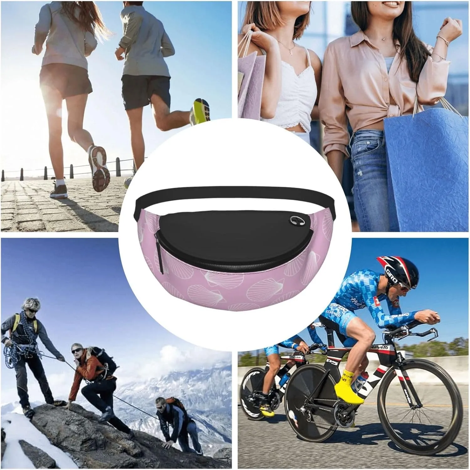Leisure Sports Crossbody Bag Running Casual Hands-Free Wallets Waist Pack for Man Woman Father's Day for Dad Bright Shells