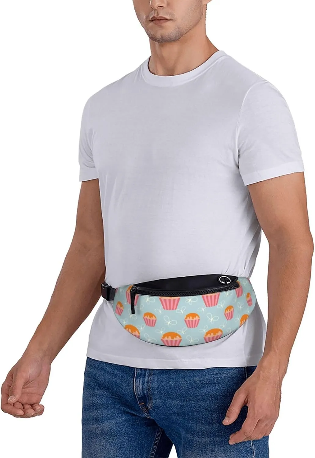 Leisure Sports Crossbody Bag Running Casual Hands-Free Wallets Waist Pack for Man Woman Father's Day for Dad Butterfly Cupcakes