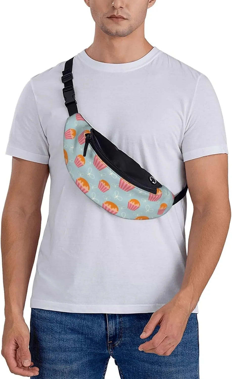 Leisure Sports Crossbody Bag Running Casual Hands-Free Wallets Waist Pack for Man Woman Father's Day for Dad Butterfly Cupcakes