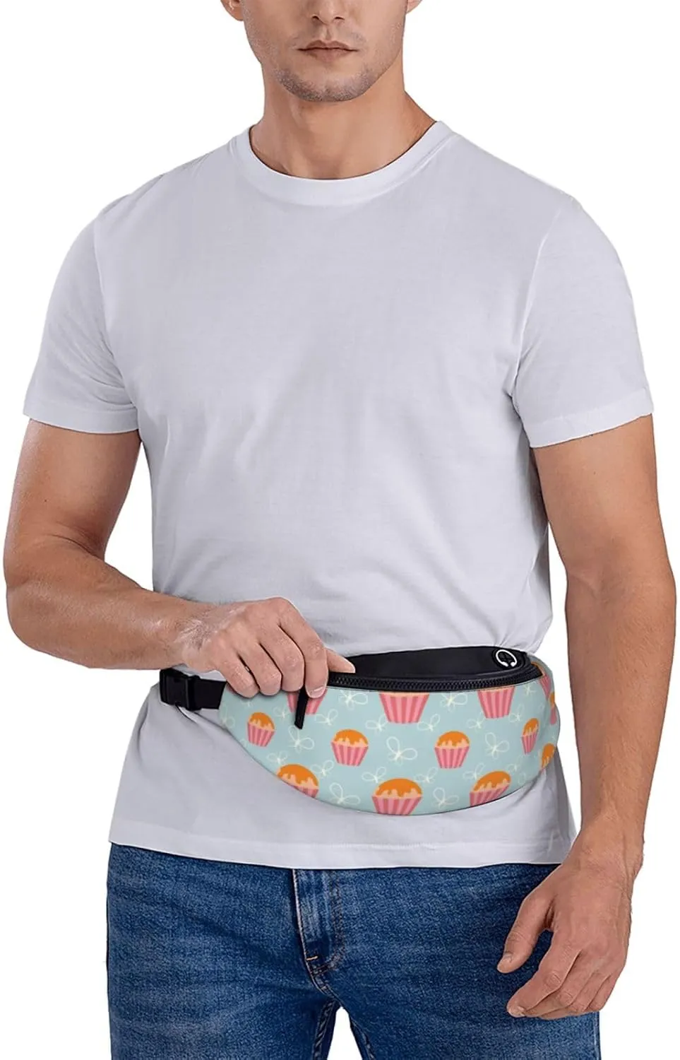 Leisure Sports Crossbody Bag Running Casual Hands-Free Wallets Waist Pack for Man Woman Father's Day for Dad Butterfly Cupcakes
