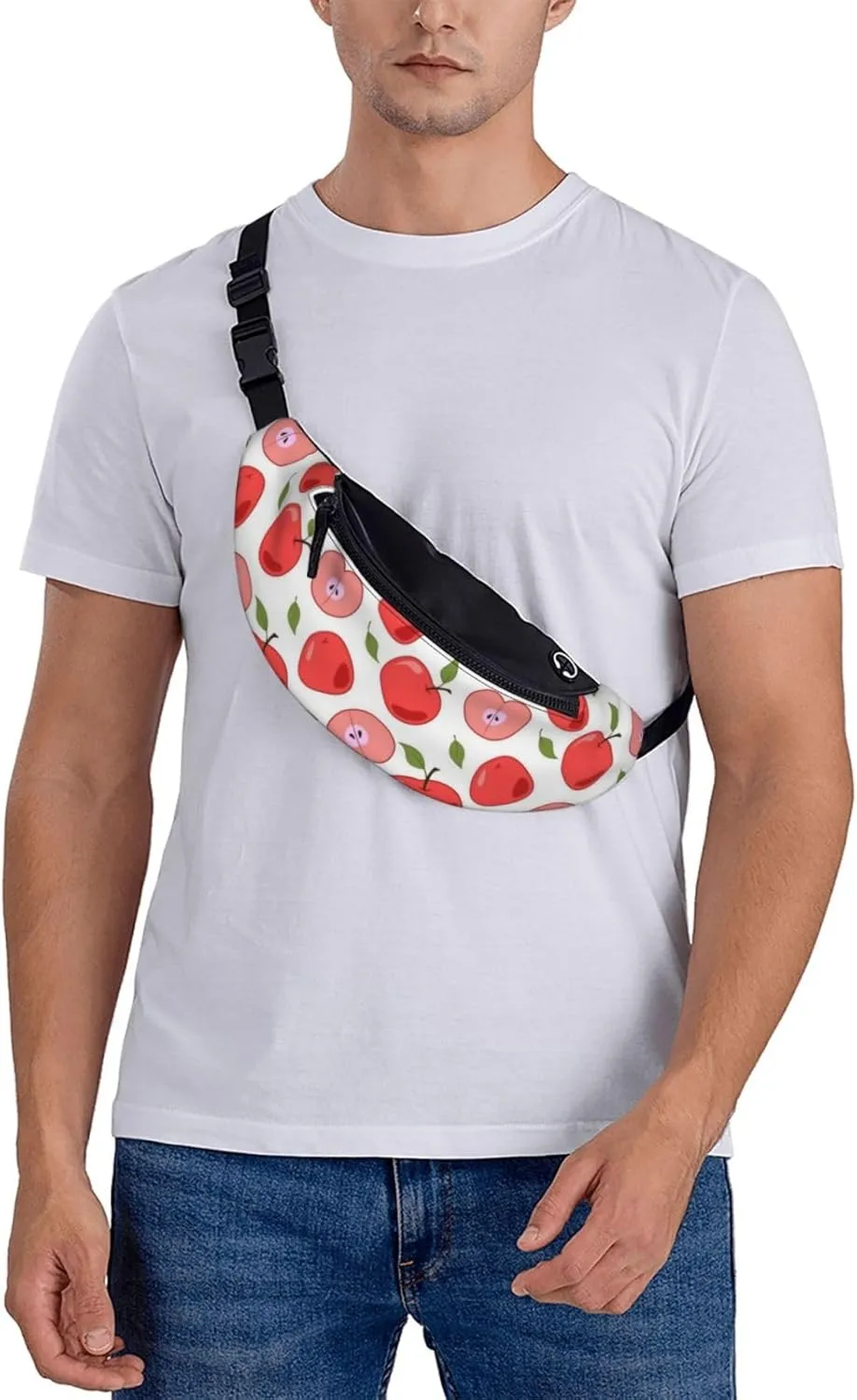 Leisure Sports Crossbody Bag Running Casual Hands-Free Wallets Waist Pack for Man Woman Father's Day for Dad Cartoon Apple