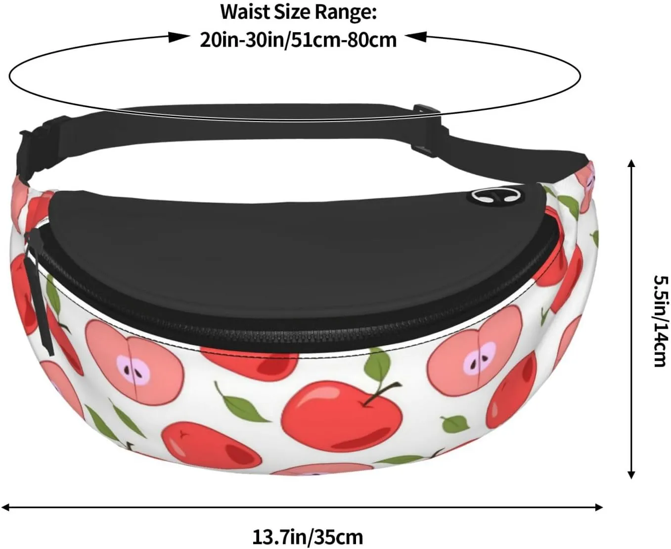 Leisure Sports Crossbody Bag Running Casual Hands-Free Wallets Waist Pack for Man Woman Father's Day for Dad Cartoon Apple
