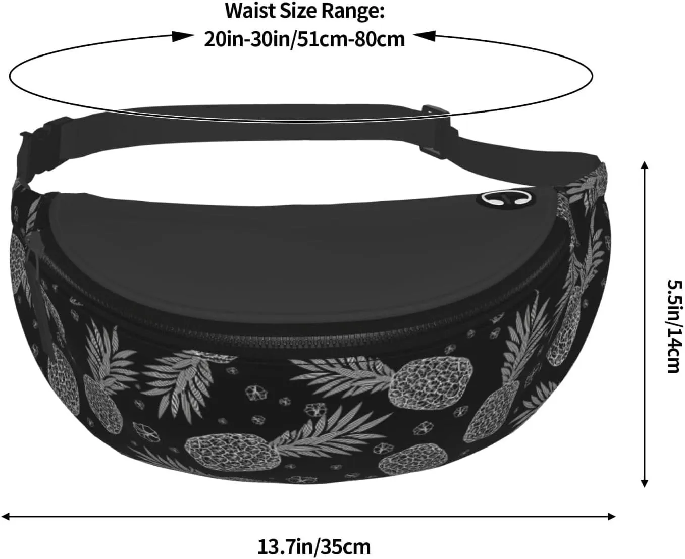 Leisure Sports Crossbody Bag Running Casual Hands-Free Wallets Waist Pack for Man Woman Father's Day for Dad Pineapple