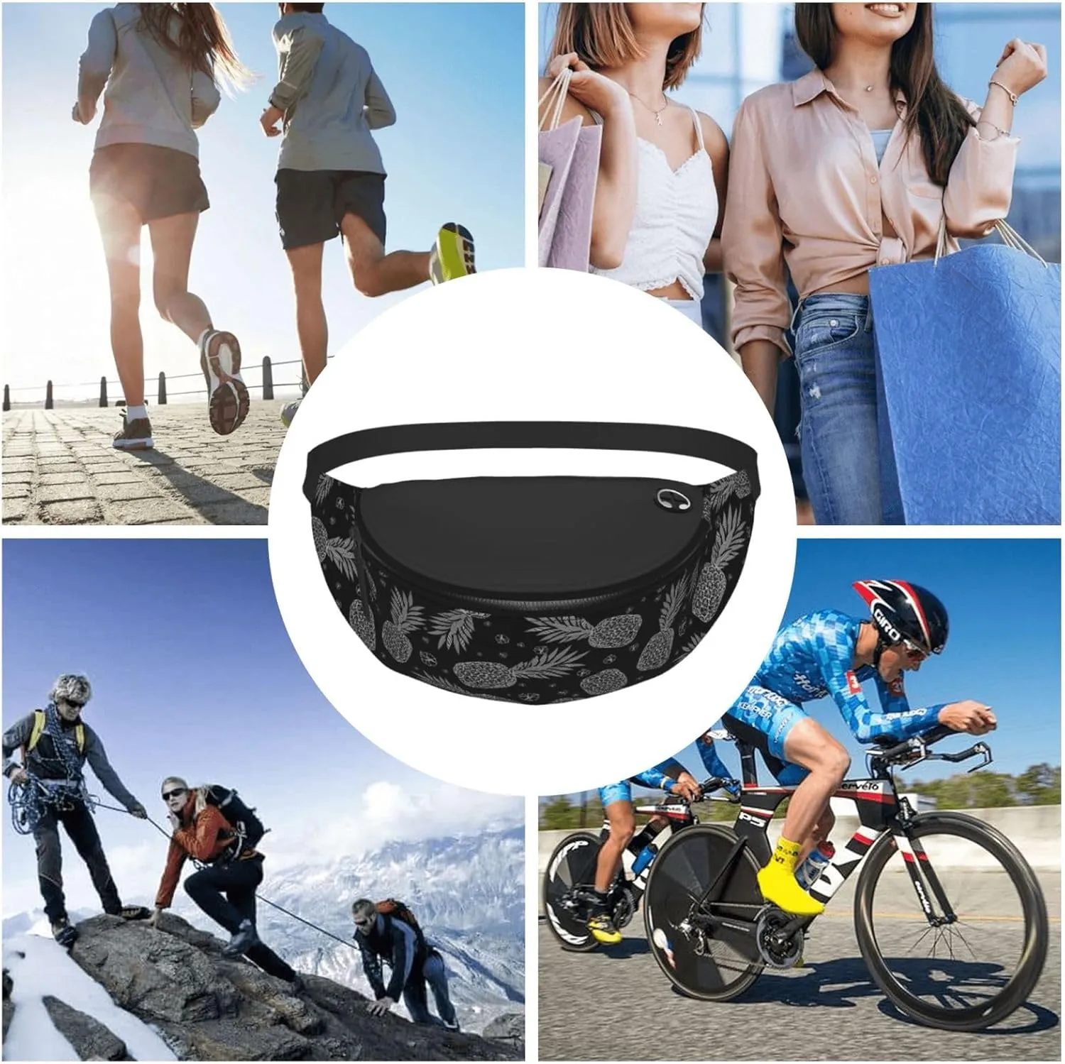 Leisure Sports Crossbody Bag Running Casual Hands-Free Wallets Waist Pack for Man Woman Father's Day for Dad Pineapple