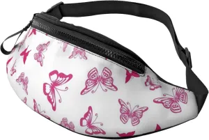 Leisure Sports Crossbody Bag Running Casual Hands-Free Wallets Waist Pack for Man Woman Father's Day for Dad Pink Butterfly