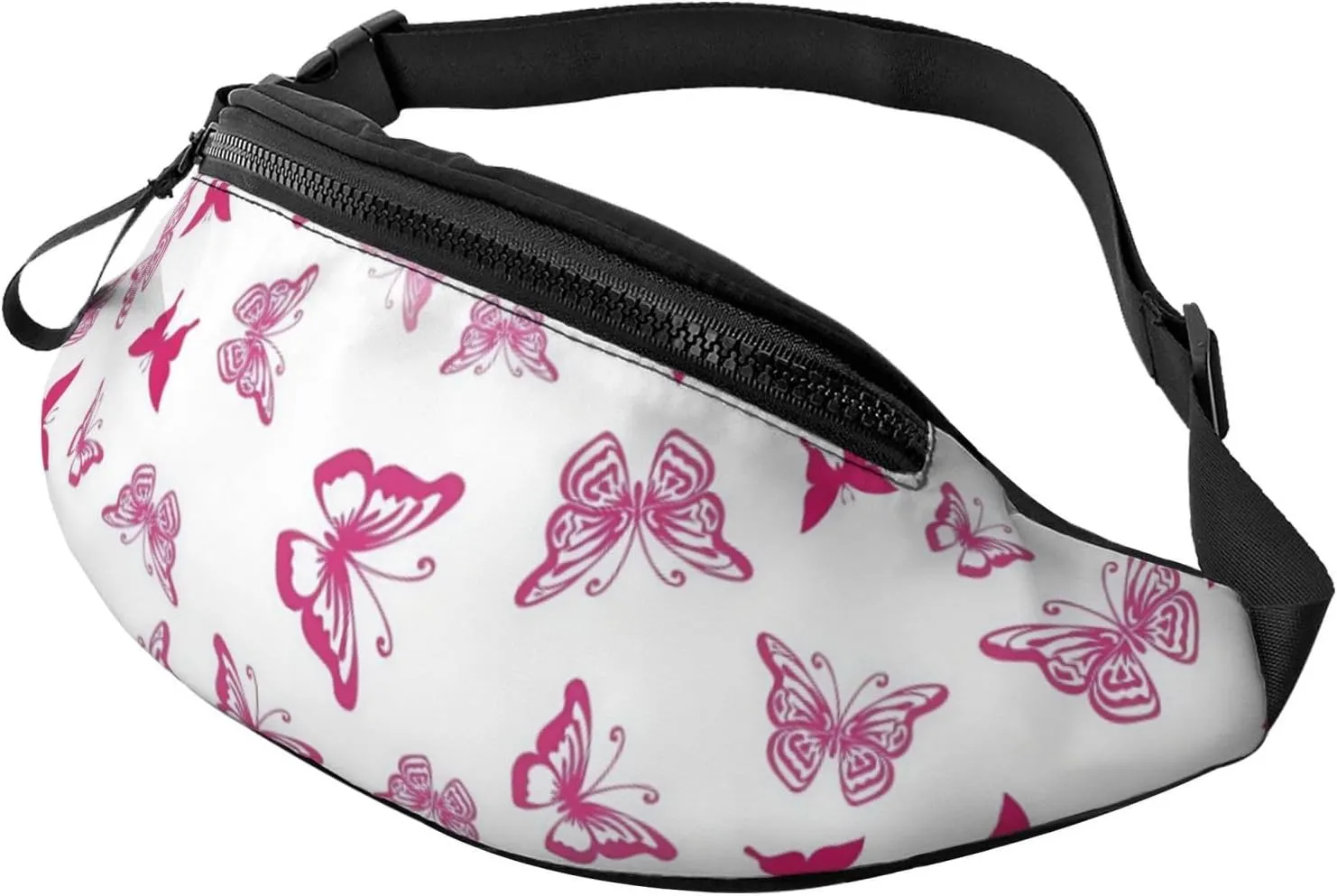 Leisure Sports Crossbody Bag Running Casual Hands-Free Wallets Waist Pack for Man Woman Father's Day for Dad Pink Butterfly