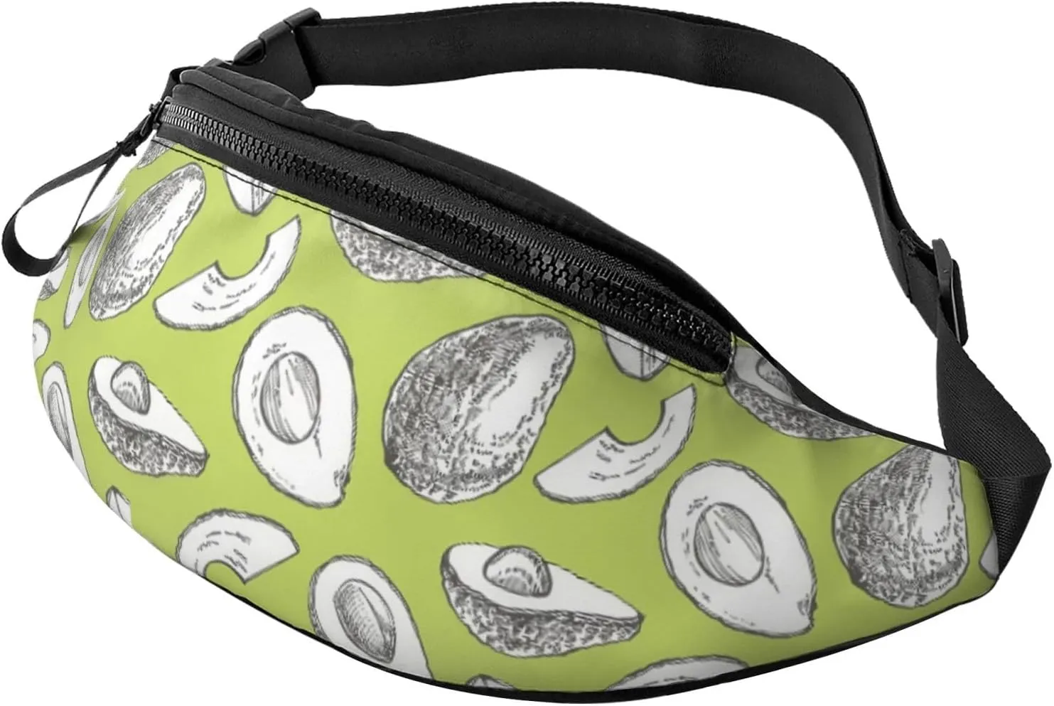 Leisure Sports Crossbody Bag Running Casual Hands-Free Wallets Waist Pack for Man Woman Father's Day for Dad White Art Avocado