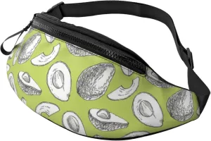 Leisure Sports Crossbody Bag Running Casual Hands-Free Wallets Waist Pack for Man Woman Father's Day for Dad White Art Avocado