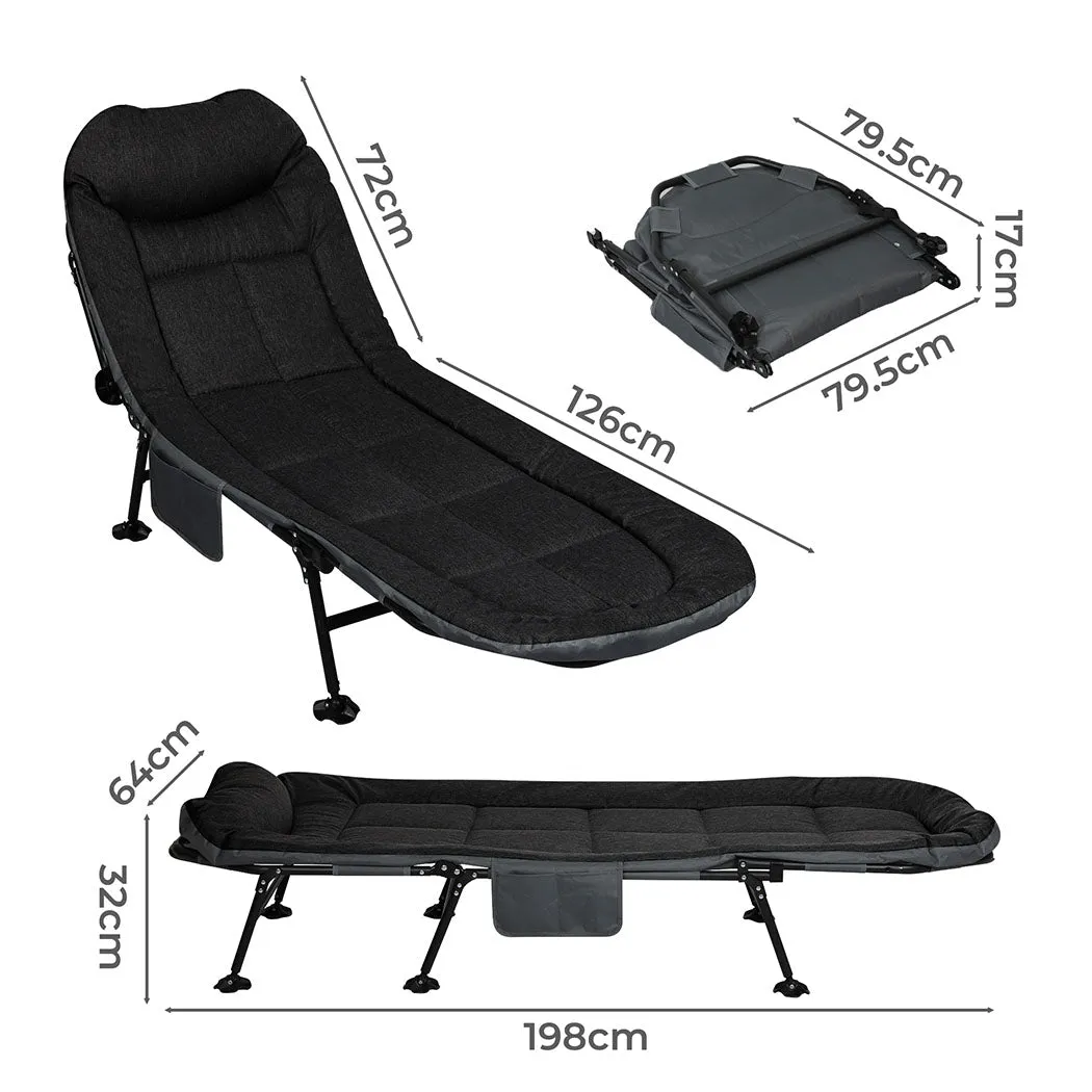 Levede Folding Camping Bed Camp Cots Black-NT_Rural