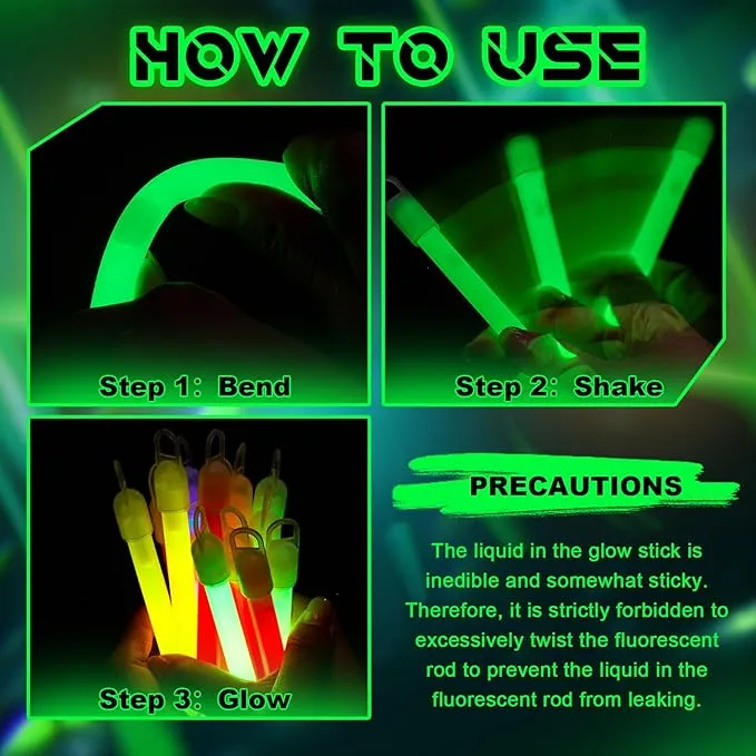 Lewtemi 100 Pack 4'' Halloween Glow Sticks Bulk Light Sticks with Lanyard Individually Wrapped Tactical Military Emergency Glow Stick Party Favors for Halloween, Camping, Hiking, Party