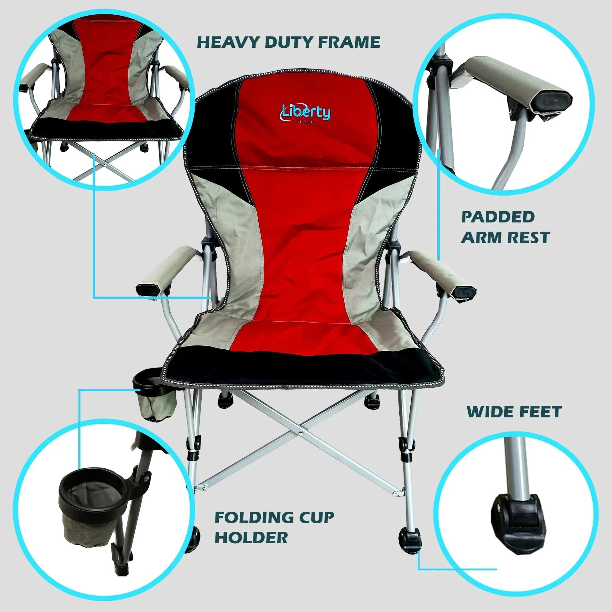 Liberty Red Folding Camping Chair MDS1203