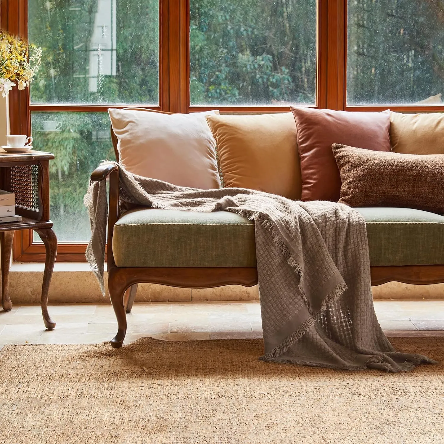 lifein Fall Throw Blanket for Couch-Soft Boho Bed Throw Blankets,Cozy Tan Waffle Knitted Throw,Small Farmhouse Lightweight Blanket&Throw for Autumn,Woman,Chair,Sofa,Home Decor(Tan/Light Brown,50*60")