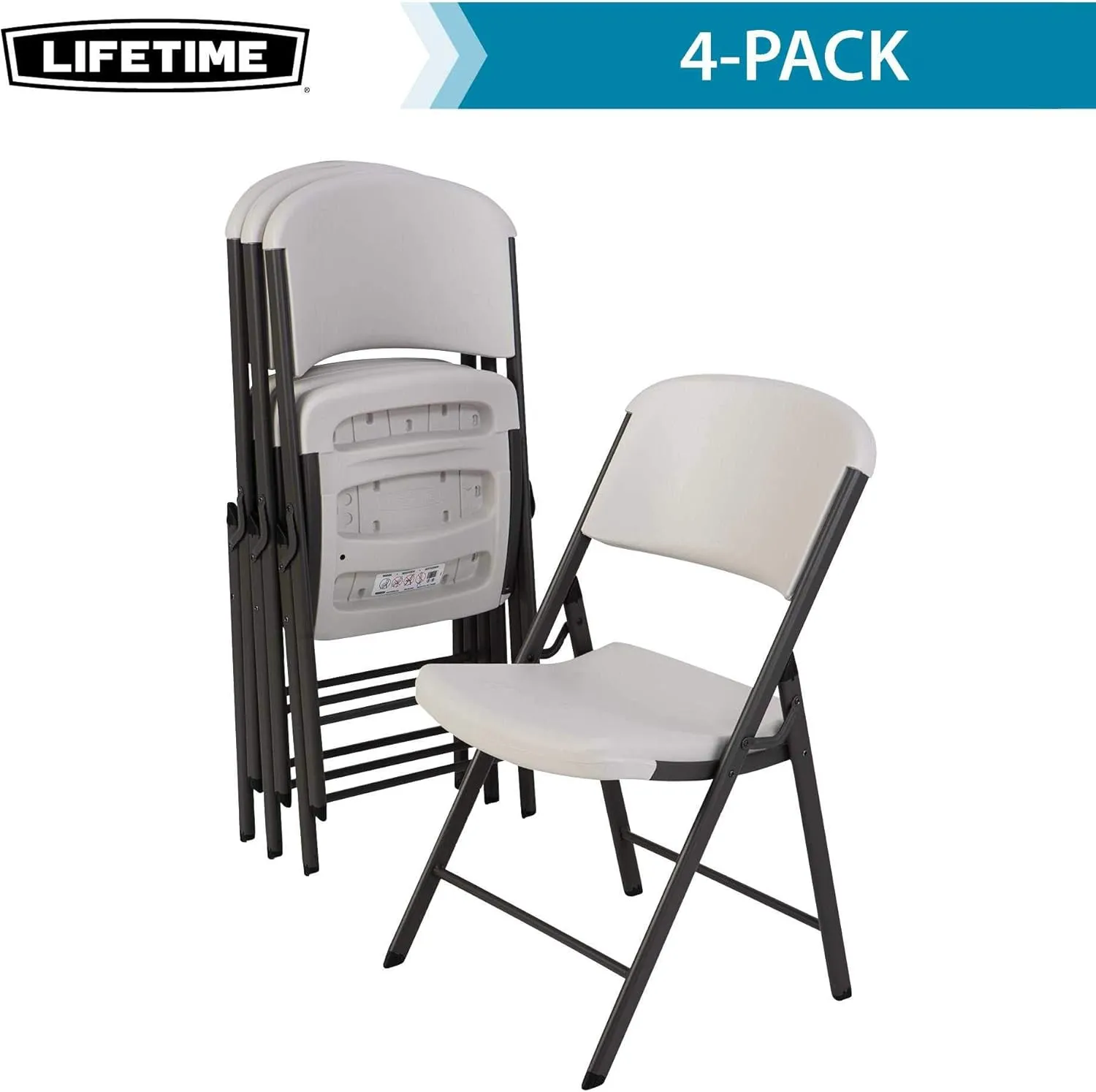 Lifetime 42803 Commercial Grade Folding Chairs, 4 Pack, Almond
