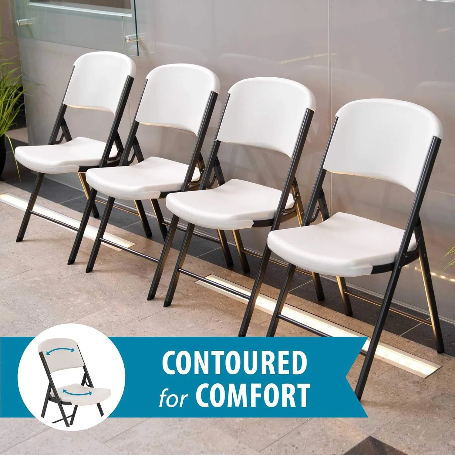 Lifetime 42803 Commercial Grade Folding Chairs, 4 Pack, Almond