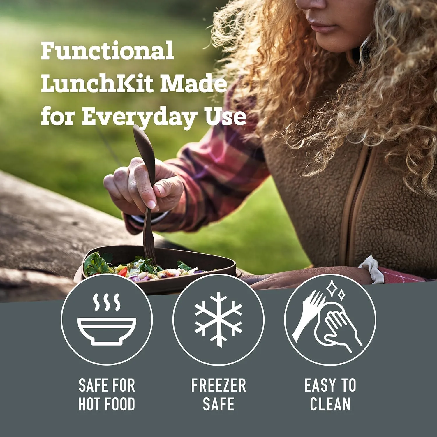 Light My Fire 6-Piece Camping Mess Kit for 1 — Lunch Kit with 3-in-1 Reusable Spork Camping Utensils, Mess Kits for Scouts — BPA-Free Dishwasher Safe Lunchbox — Hiking Backpacking Picnic, Cocoa