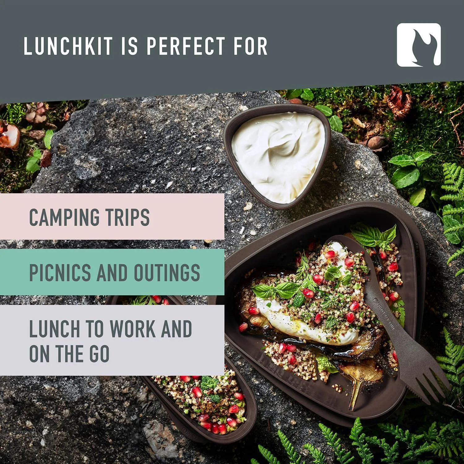 Light My Fire 6-Piece Camping Mess Kit for 1 — Lunch Kit with 3-in-1 Reusable Spork Camping Utensils, Mess Kits for Scouts — BPA-Free Dishwasher Safe Lunchbox — Hiking Backpacking Picnic, Cocoa