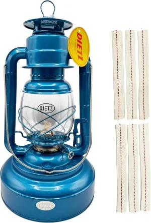 Light of Mine - Dietz #2500 Jupiter Blue Oil Lantern with 7/8" Replacement Wick Strips (#2500, Blue)