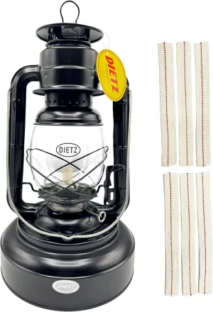 Light of Mine - Dietz #2500 Jupiter Plain Black Oil Lantern with 7/8" Replacement Wick Strips (#2500, Black)