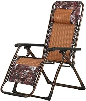 Lightweight Garden Chairs Camping Chairs Zero Garden Chairs Folding Recliner Breathable Teslin Mesh Fabric Removable Headrest Relaxer Sun Lounger for Beach Terrace Balcony (Color : Orange)