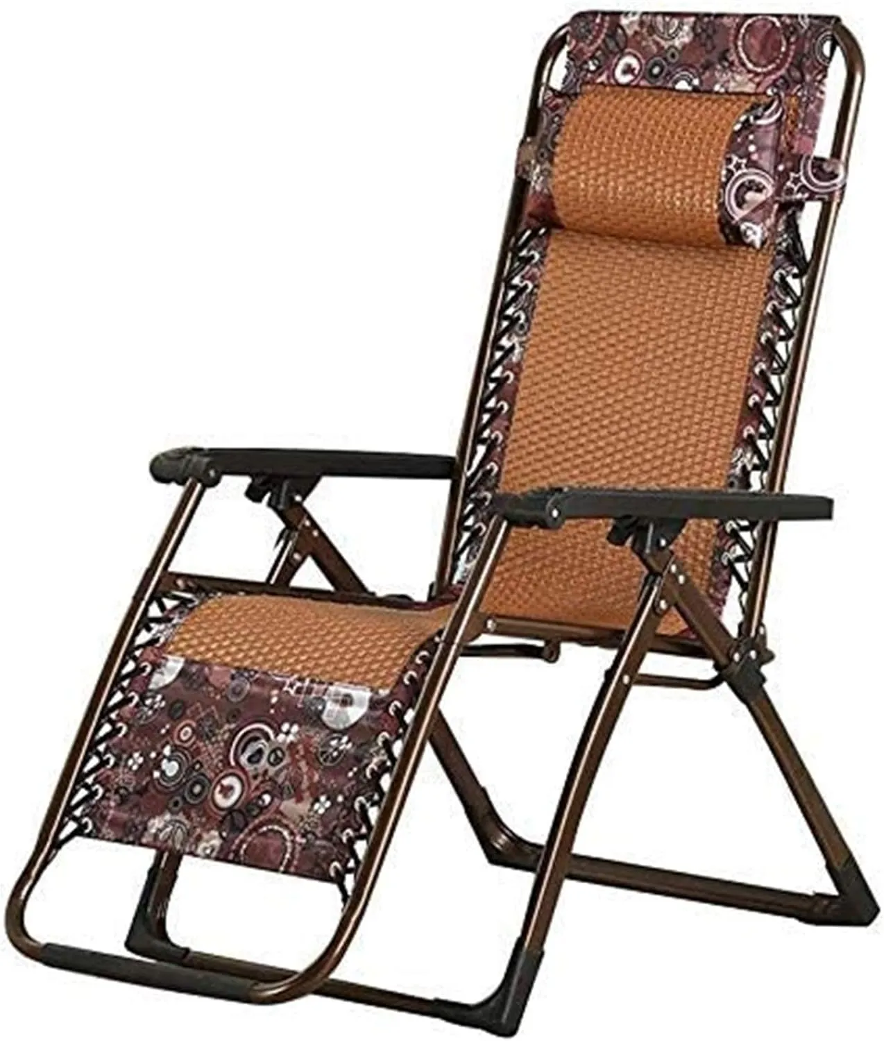 Lightweight Garden Chairs Camping Chairs Zero Garden Chairs Folding Recliner Breathable Teslin Mesh Fabric Removable Headrest Relaxer Sun Lounger for Beach Terrace Balcony (Color : Orange)