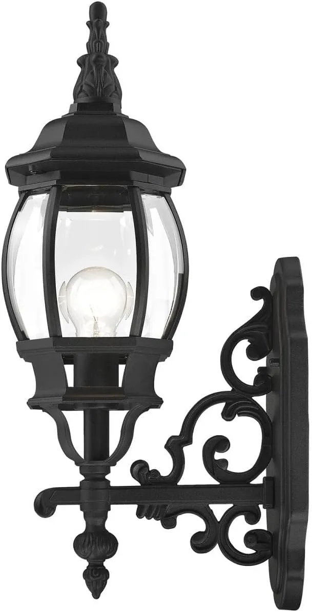 Livex Lighting 7520-04 Outdoor Wall Lantern with Clear Beveled Glass Shades, Black, 21" x 7" x 21"